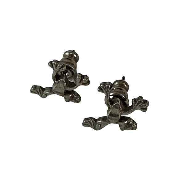 Vintage Pewter Frog Lapel Pins Set of 2 Spoontiques Climbing Design 1980s - Picture 1 of 6